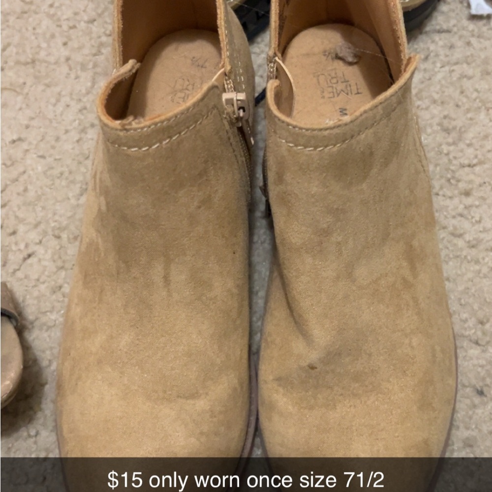 Time and Tru Light Brown Ankle Booties